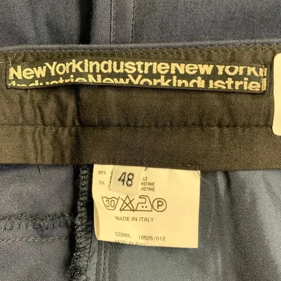 NEW YORK INDUSTRIE Size 32 Navy Cotton Blend Tuxedo Button Fly Dress Pants